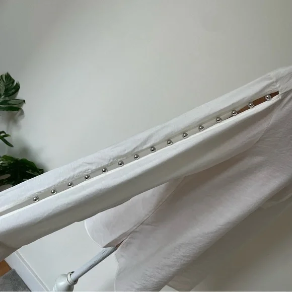 Jonathan Simkhai Stormy Beaded Ivory V-Neck Collar Long Sleeve Coverup Top NWT M - Picture 10 of 12